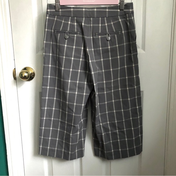 Anthropologie Cartonnier high waist wide leg capri pants gray gridlock size 0 - Picture 2 of 9